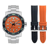 Relogio Orient Poseidon Laranja f49ss014